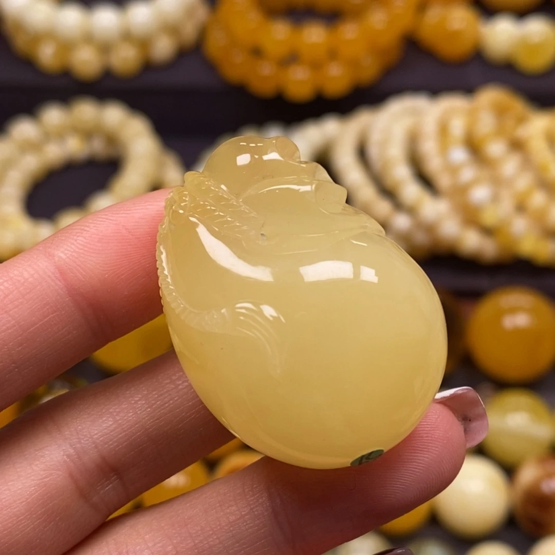 琥珀未镶嵌裸石钱袋挂件