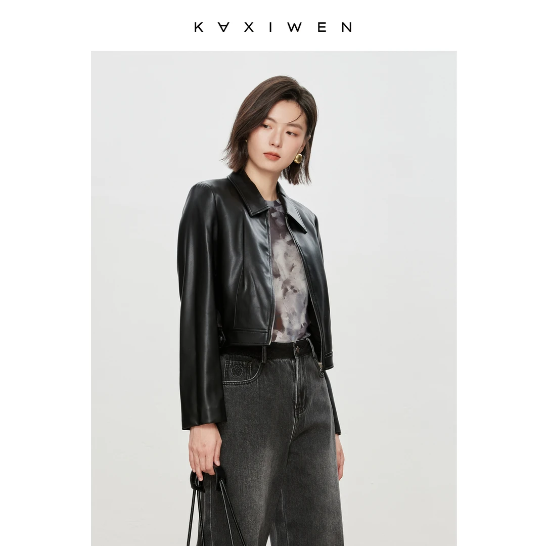 【柠檬专属】时尚帅气设计感皮衣百搭休闲外套女X08AWS3608