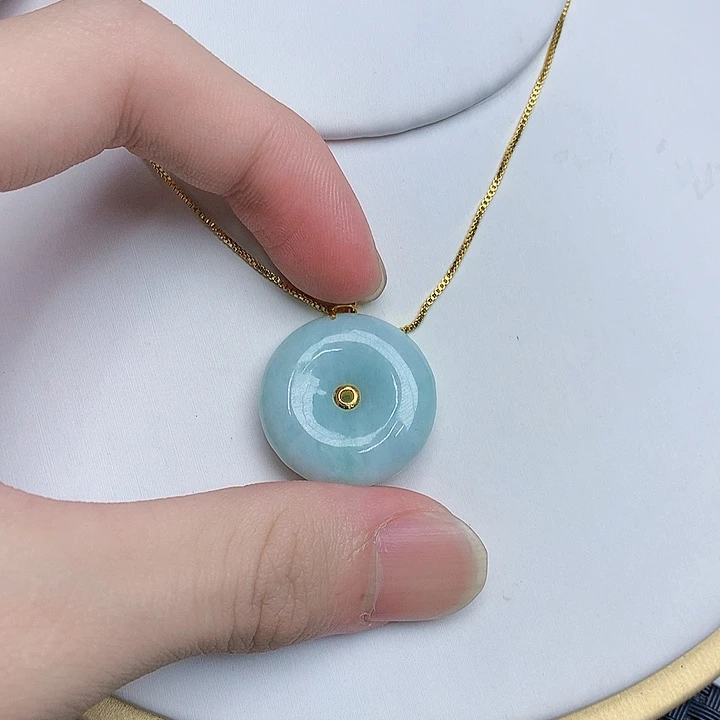 翡翠颈饰18K金镶嵌953467864