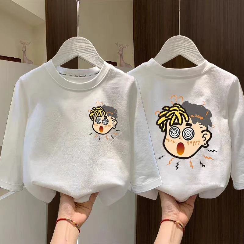 2025新款秋季儿童中大童时尚宝宝上衣春秋纯棉男女童宽松T恤长袖