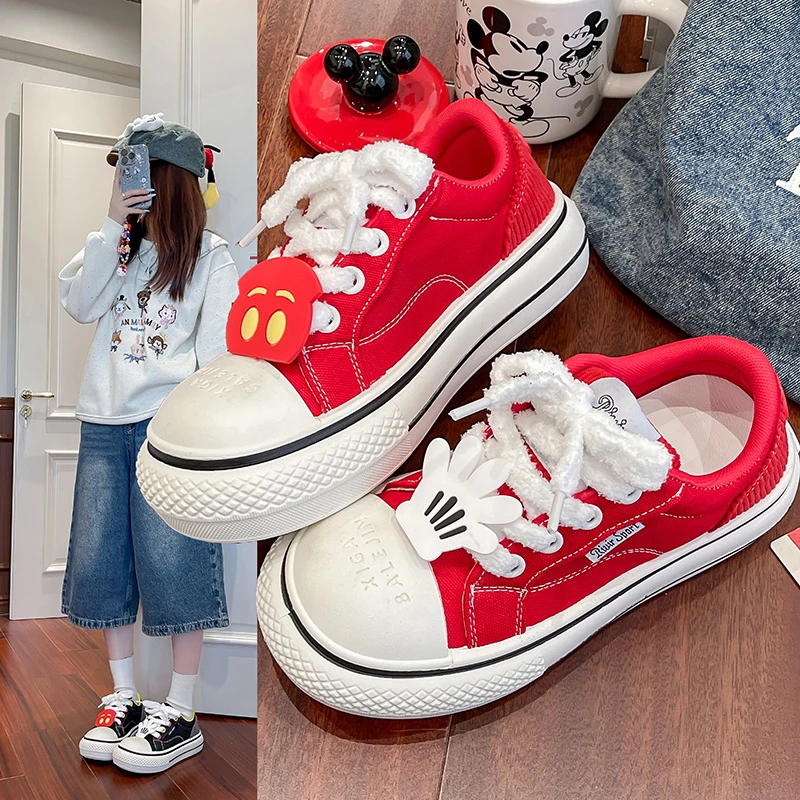 米奇丑萌大头鞋联名国潮厚底低帮帆布鞋男女款新款秋季板鞋潮