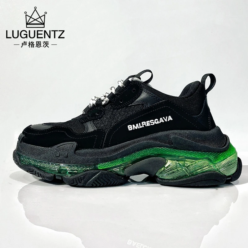 LUGUENTZ官方休闲百搭厚底老爹鞋男新款潮流包底板鞋内增高男鞋