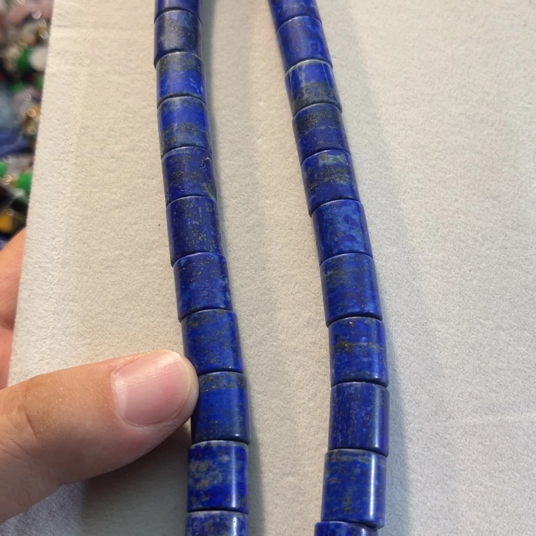 合金玛瑙/玉髓珠宝半成品原矿青金圆柱一条12x13mm