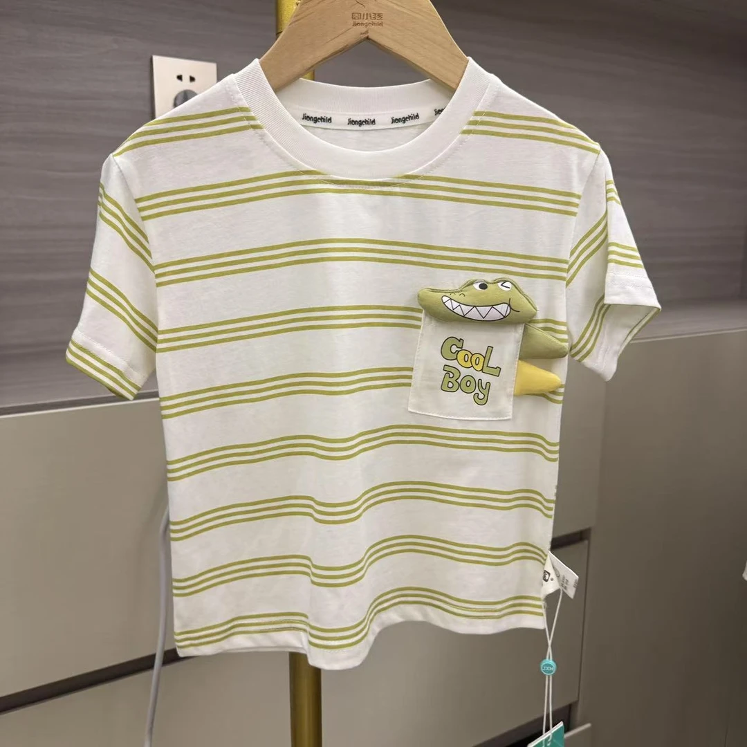 夏季薄款男童宝宝夏天中通休闲扎染字母印花百搭短袖T恤XBT53307