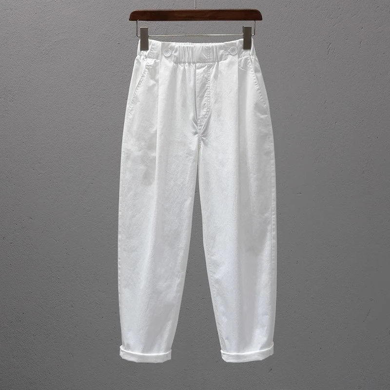 仓石一树2025夏季休闲裤百搭白色薄款宽松哈伦痞帅慵懒风男装