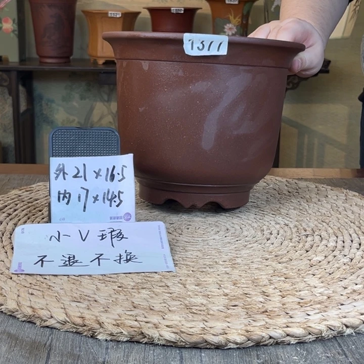 紫砂花盆  微微瑕紫玉金砂金钟1377