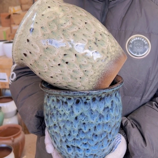 紫砂花盆高21口18—————