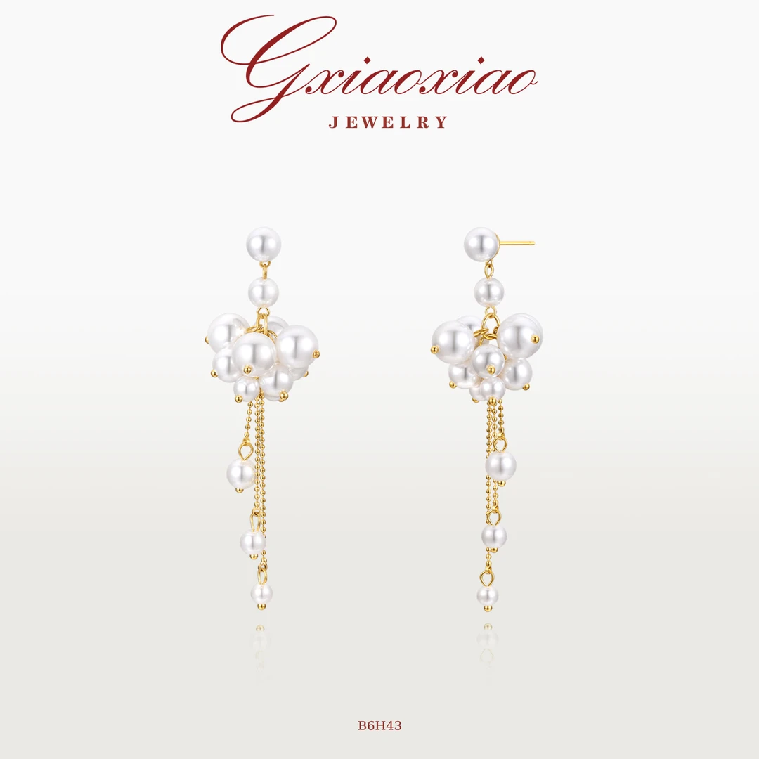 G XIAOXIAO 镀K金【限定】法式气质高级浪漫流苏手工耳环 B6H43