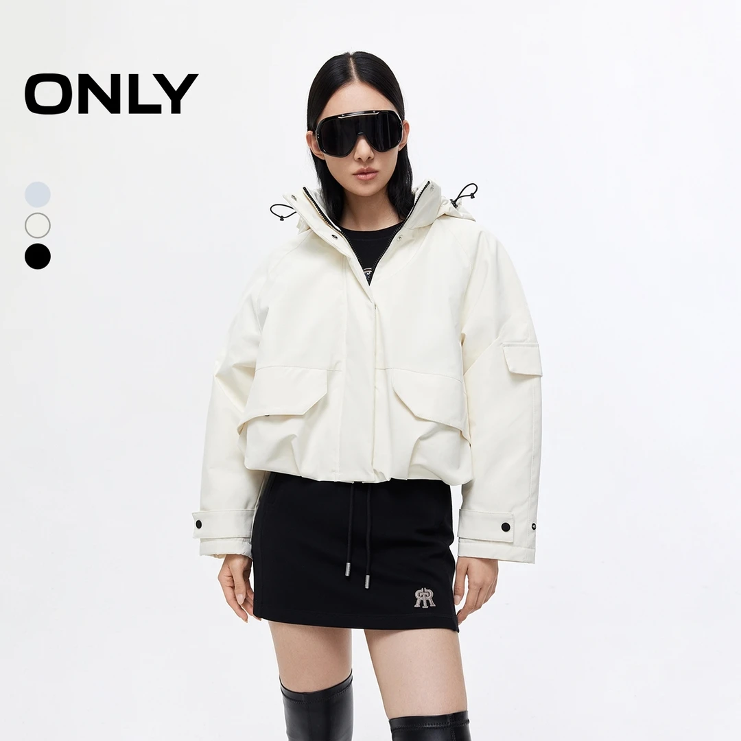 ONLY2025秋季新款轻户外可拆卸连帽宽松短款棉服女|125322010