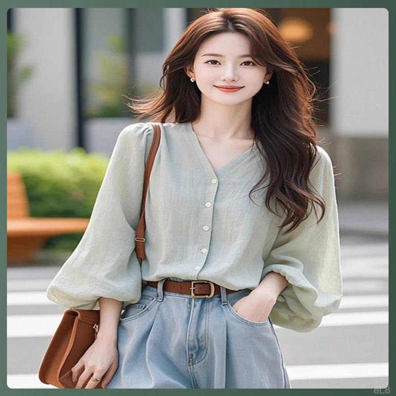 小众秋装爆款衬衫女款女款宽松小衫2025长袖气质显瘦上衣雪纺新款