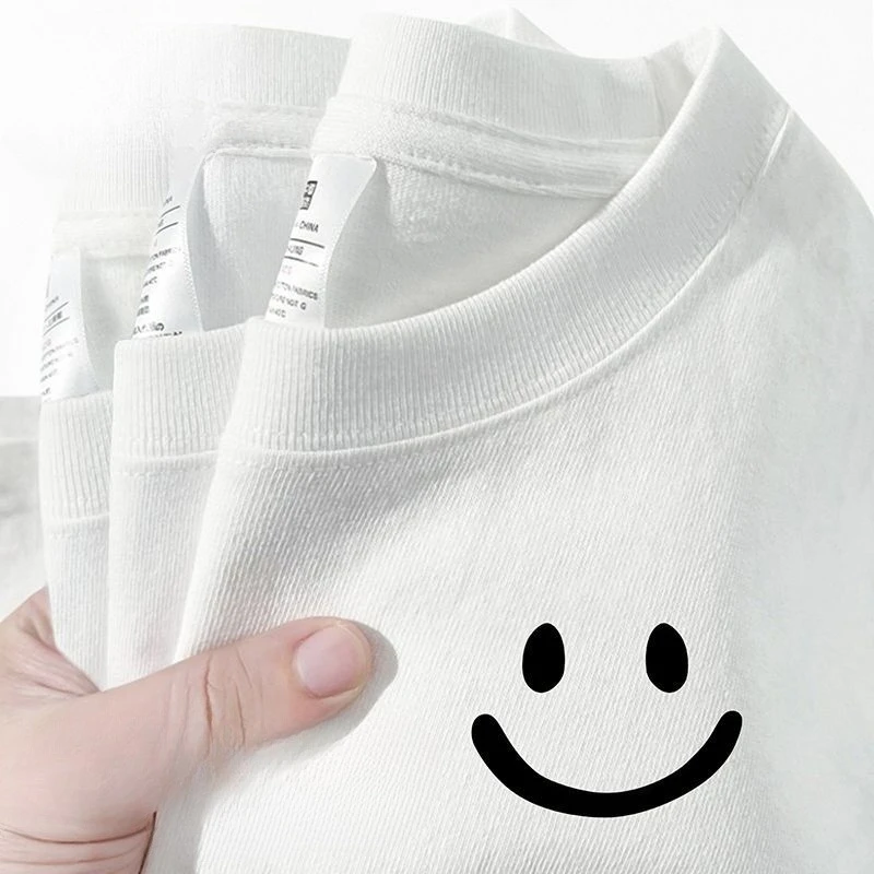 夏季新款280G纯棉白色短袖T恤男士百搭宽松休闲圆领情侣装百搭