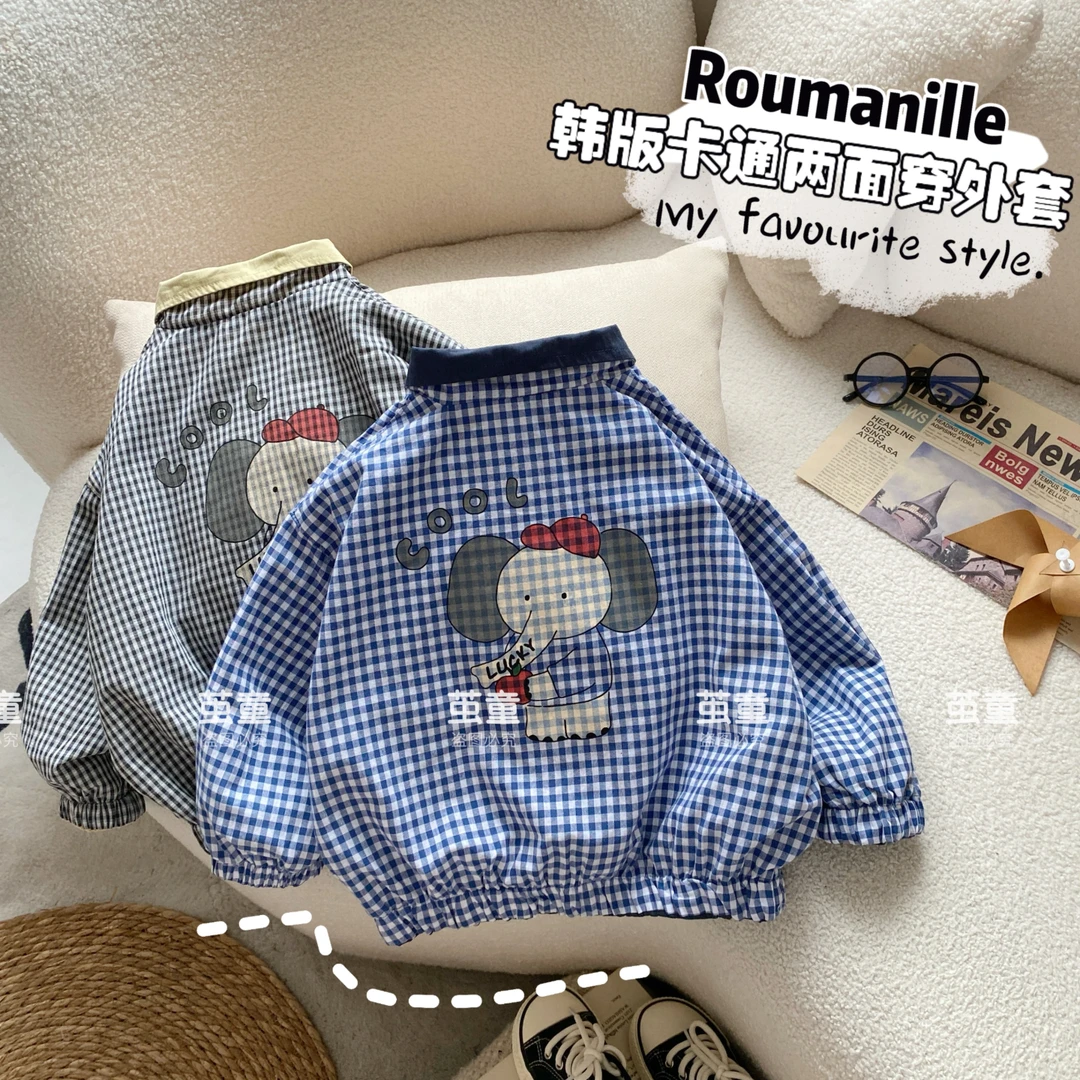 【麦麦妈】Q229春秋中小童韩版卡通两面穿外套新品男女宝宝休闲宽松