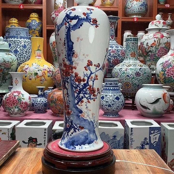 用***3景德镇陶瓷手工手绘花瓶摆件