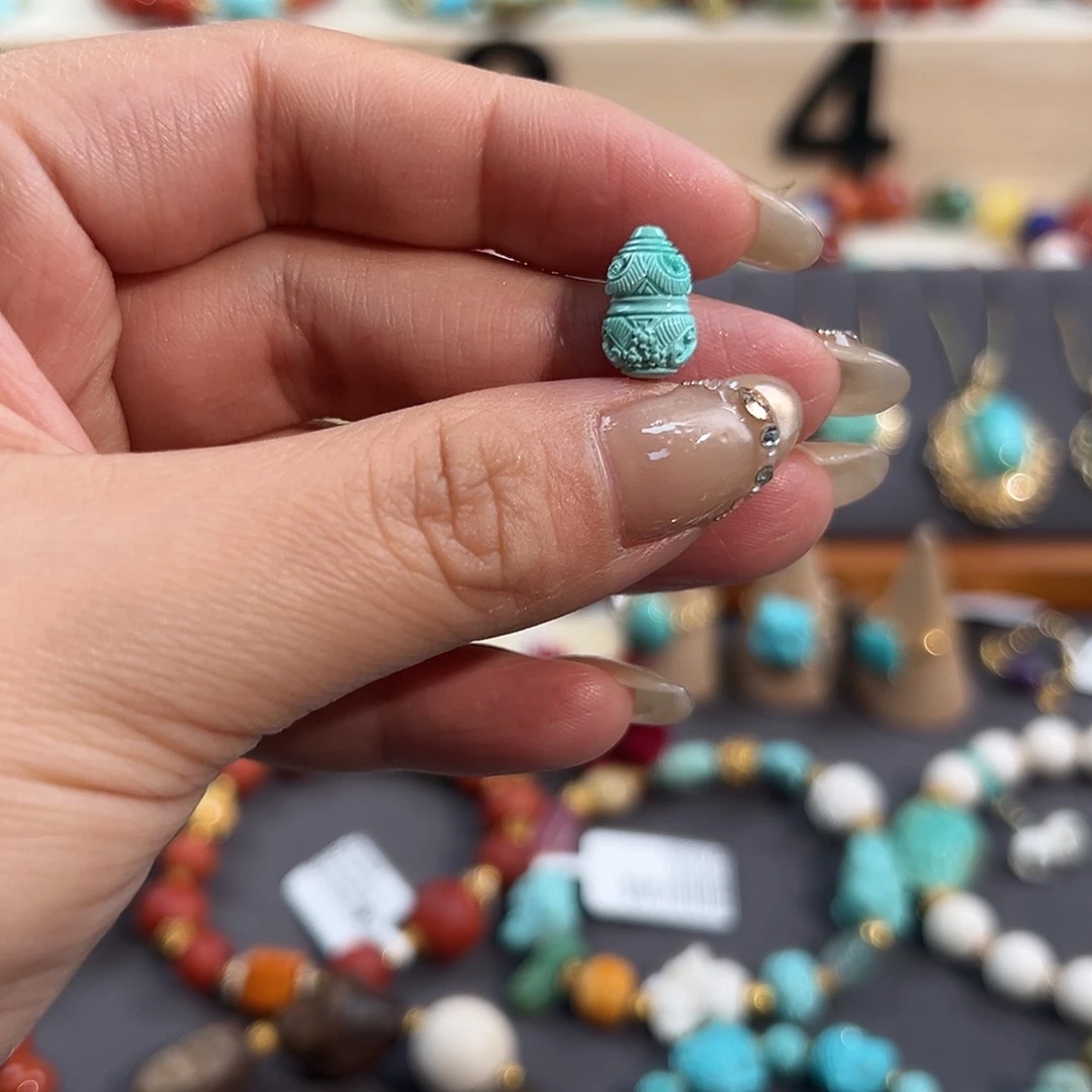 绿松石未镶嵌把件花丝葫芦配饰