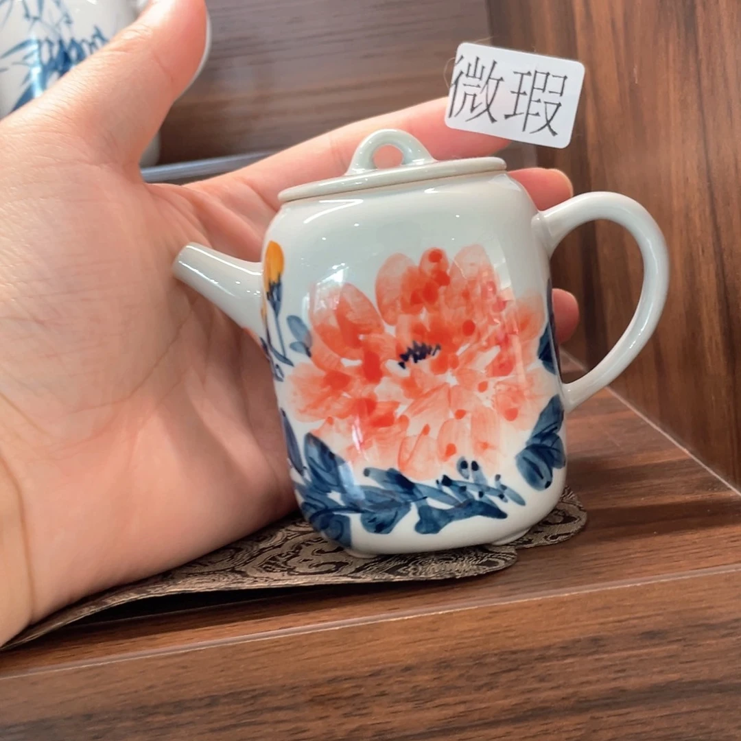 釉下手绘茶具微瑕