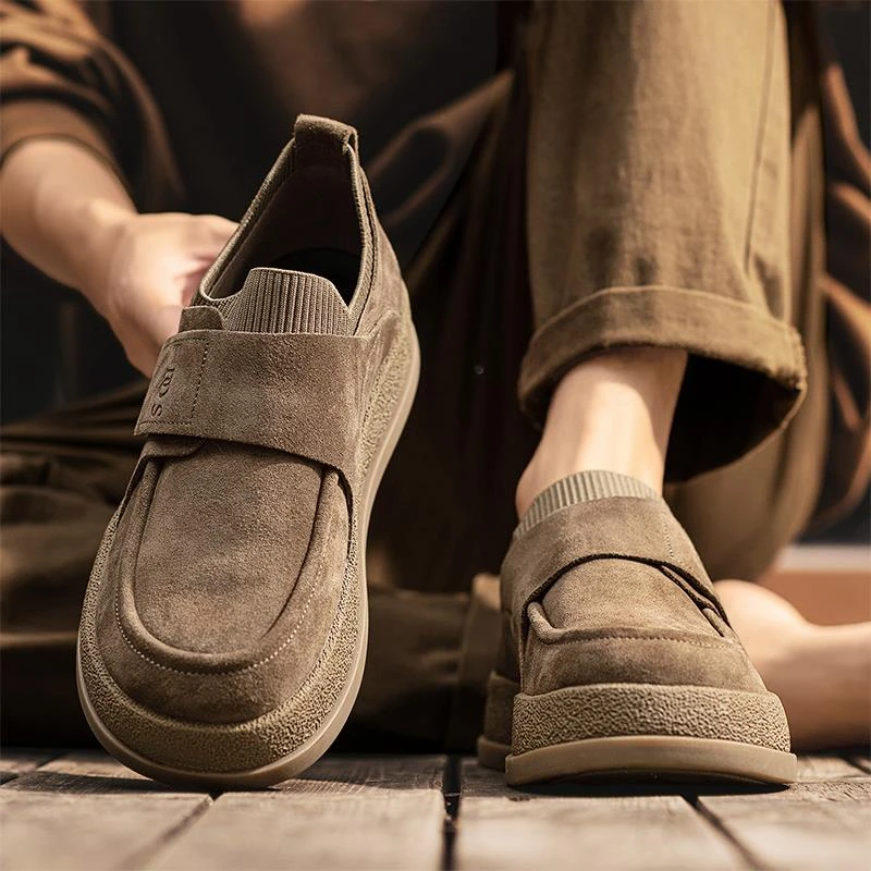 潮牌男鞋2025冬季新款翻毛皮一脚蹬勃肯乐福鞋高级感运动休闲板鞋