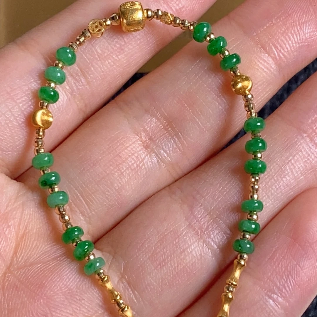 翡翠18K金镶嵌颈饰缅甸翡翠