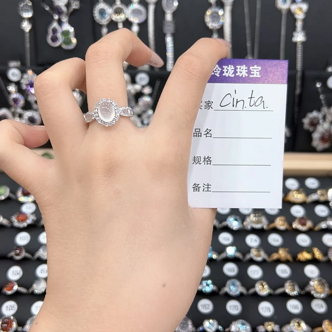 岫玉银S925镶嵌戒指c***a