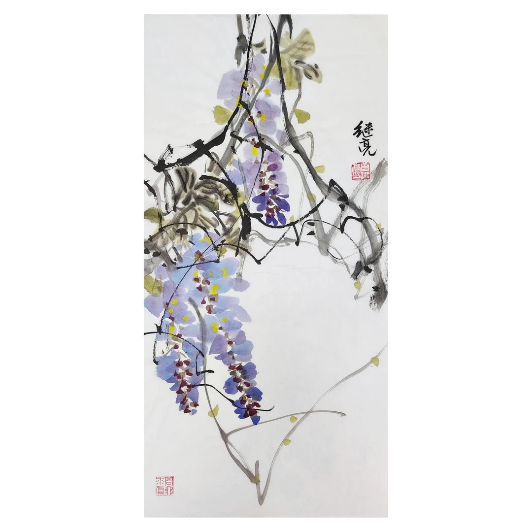 紫藤 宣纸 省美协唐继亮  四尺四开  大写意 国画 花鸟