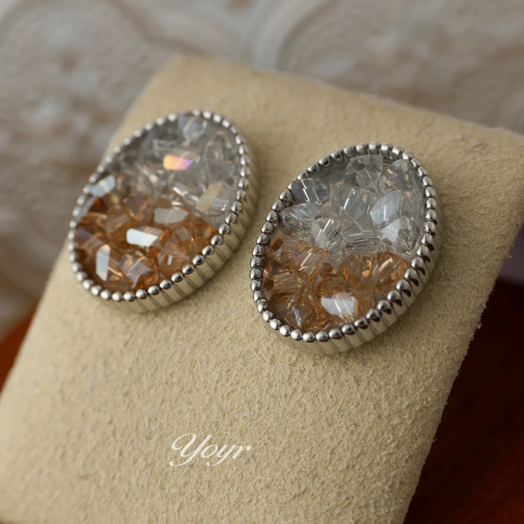 YOYR 黄铜耳饰 撞色黄碎冰耳钉2025新款小众气质轻奢百搭精品耳环