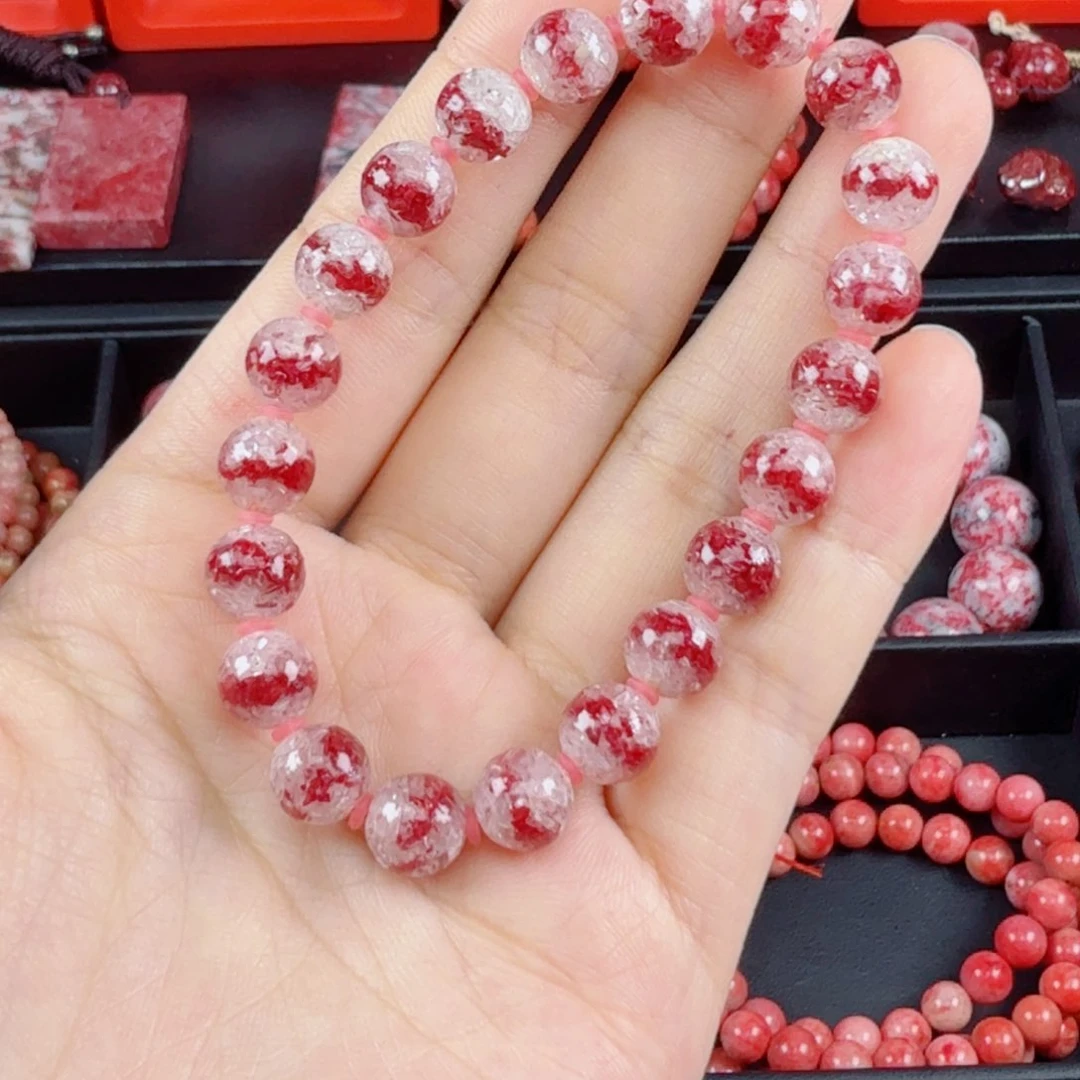 天然辰砂水晶手串卡8