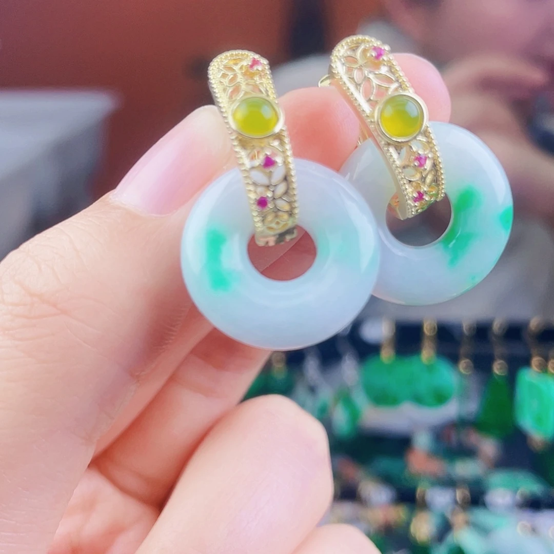 翡翠未镶嵌耳饰饰品