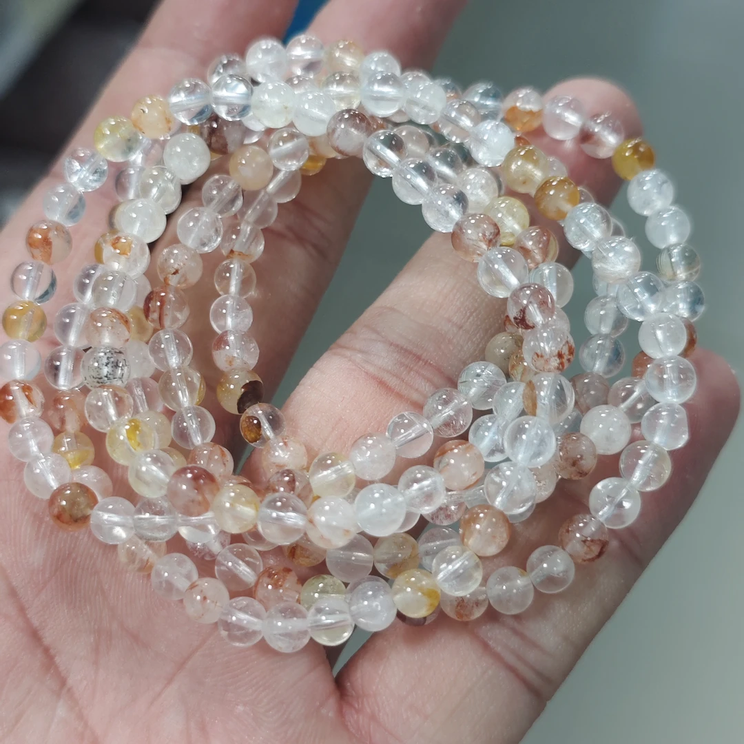 【书记甄选】天然红黄胶花三圈手链 多样性发一件 约5mm 6604YW