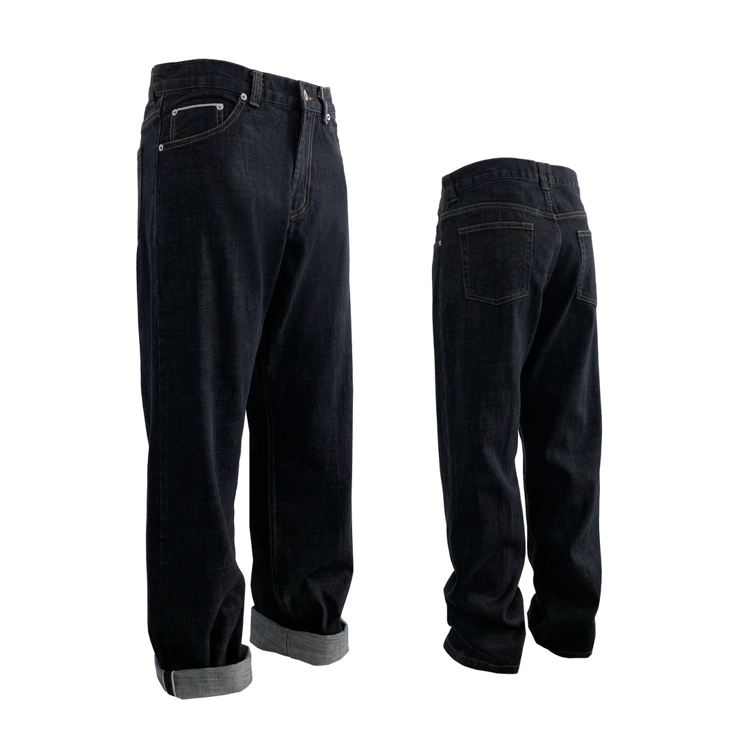 Auticup 美式硬汉14.5oz窄幅红边赤耳黑色直筒宽松原牛复古牛仔裤