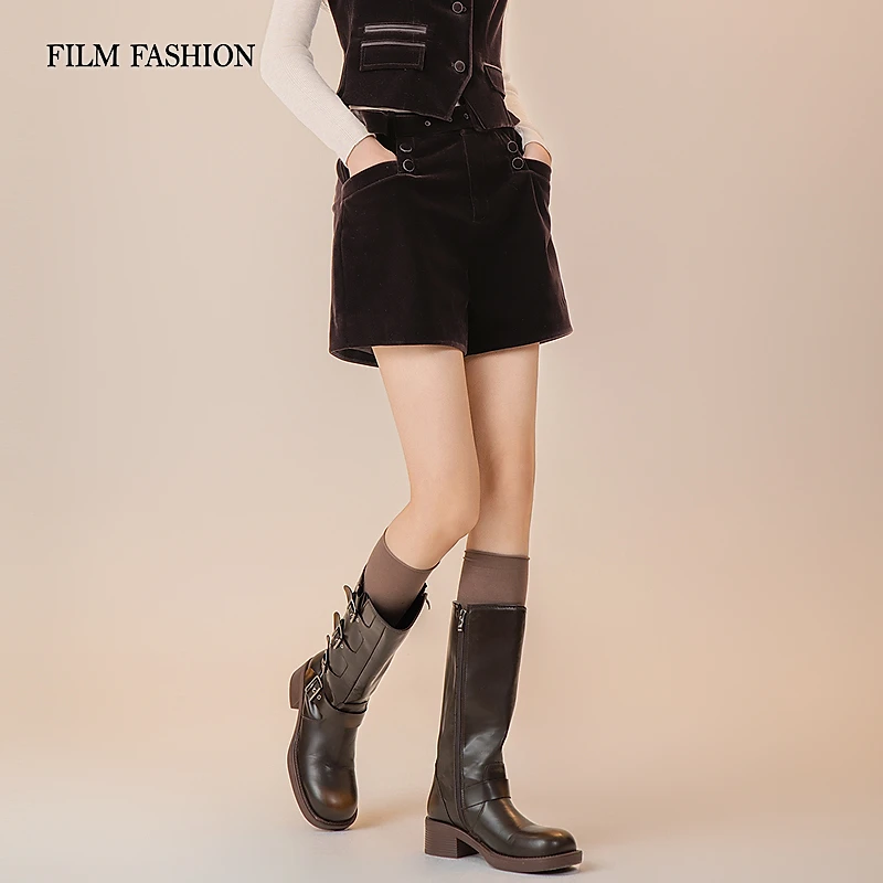 【小花专属】冬季新款丝绒短裤休闲慵懒女士 FFAK143614