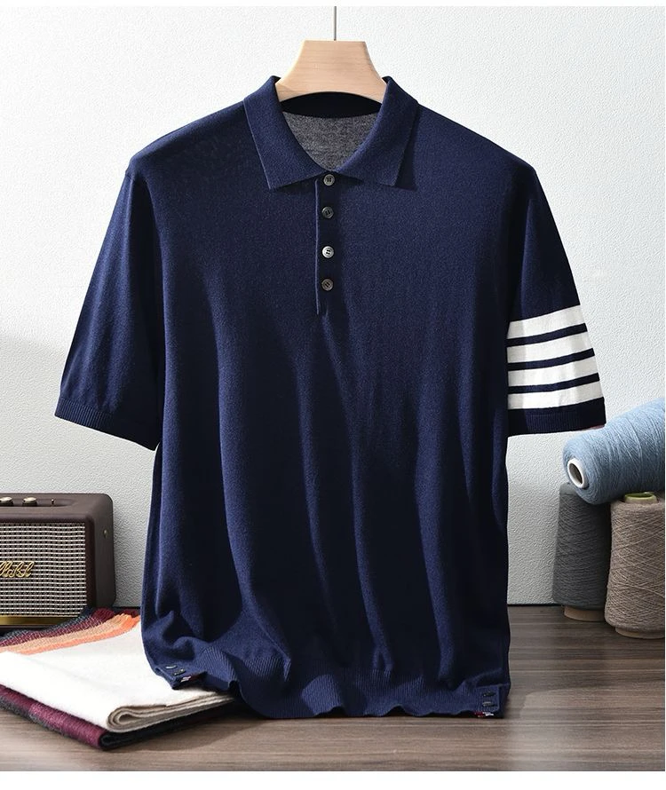 新款男士丝绒POLO领袖撞色康塞尼纱精细做工