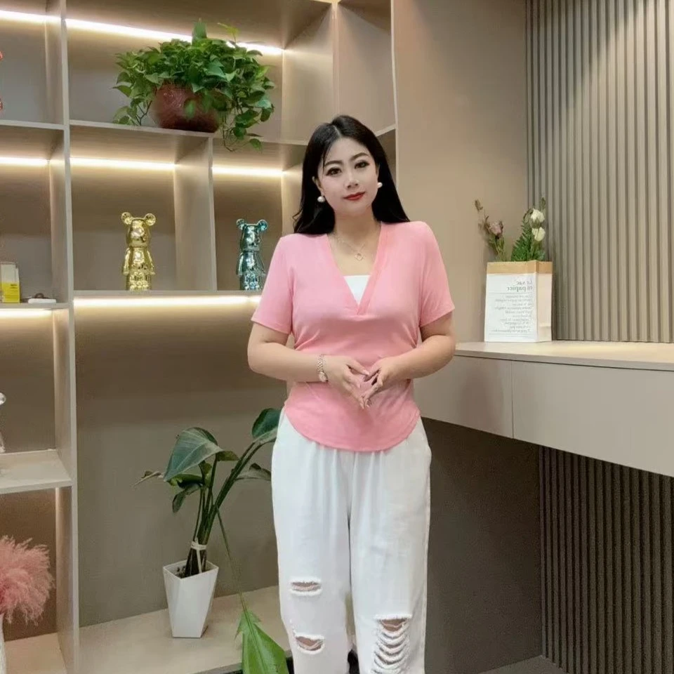 夏季半袖-甜 3810时尚潮流显瘦收腰百搭洋气款胖MM大码女装新款