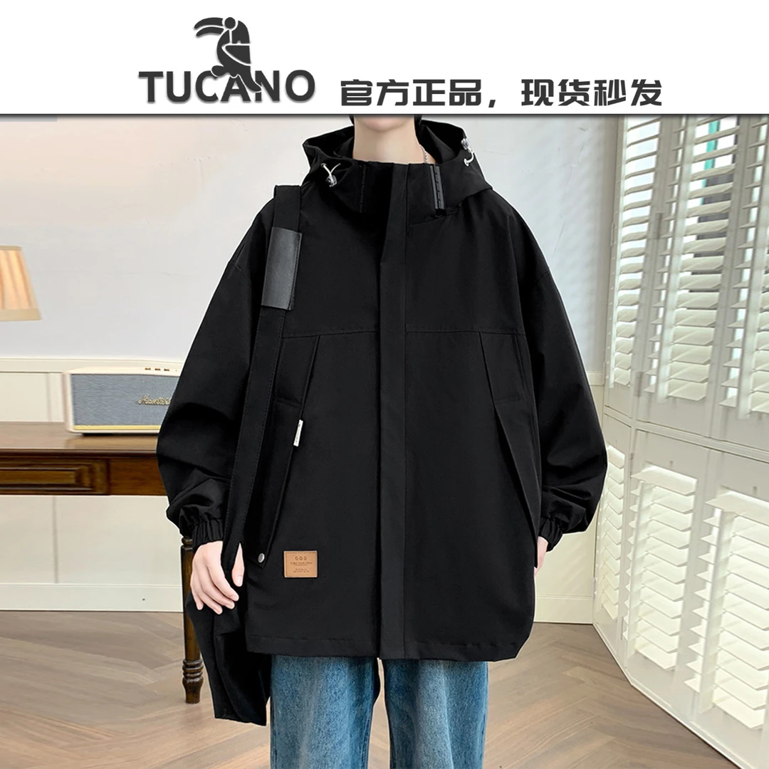 啄木鸟【官方】春秋连帽夹克外套男春秋款潮牌青少年帅气百搭外套男