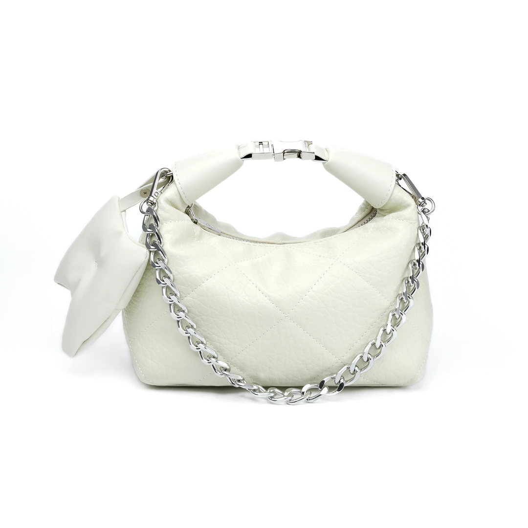 2025新款四季百搭轻奢时尚潮流包包单肩斜挎腋下手提饺子包白色