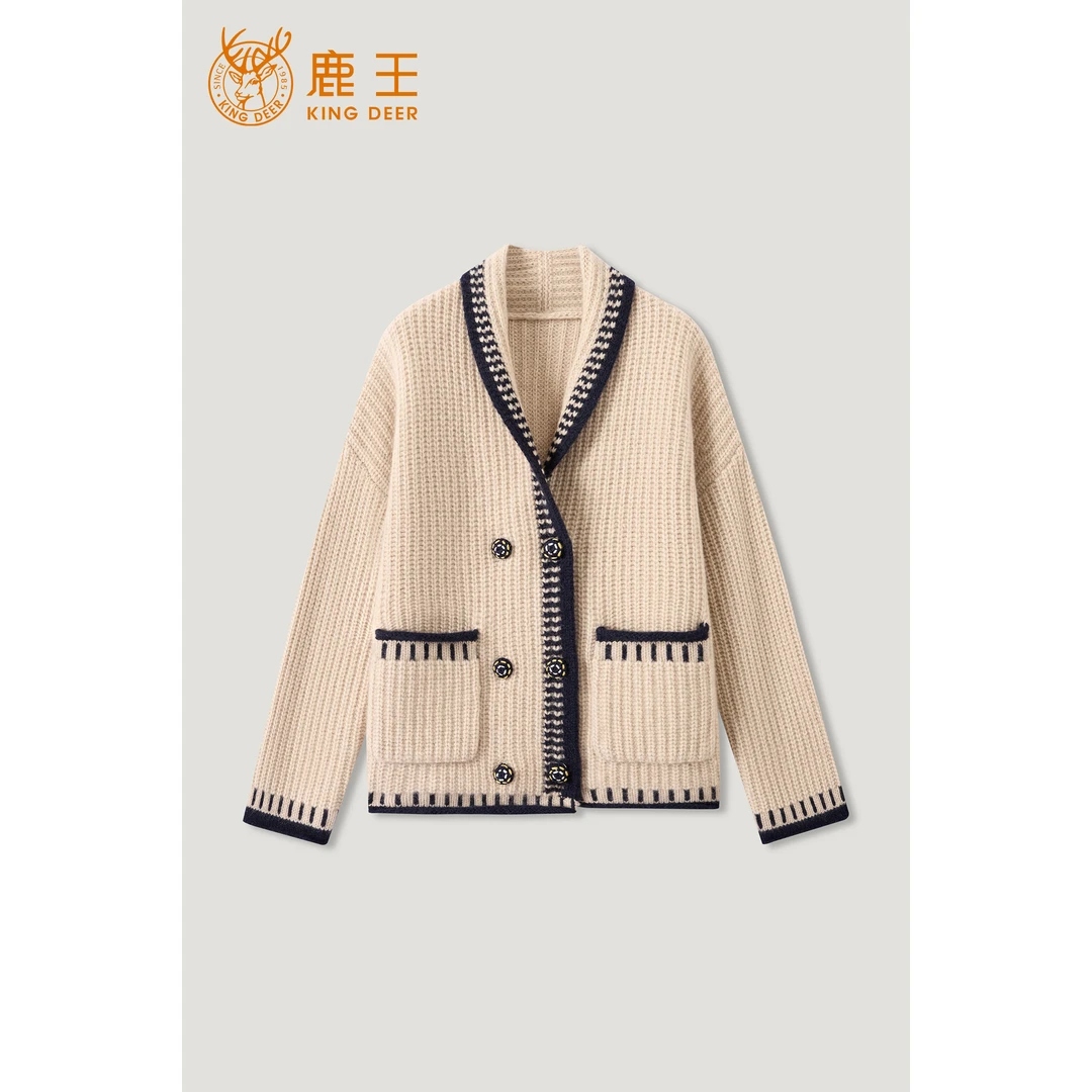 King Deer/鹿王秋冬新款女式长袖外套羊绒衫L805876