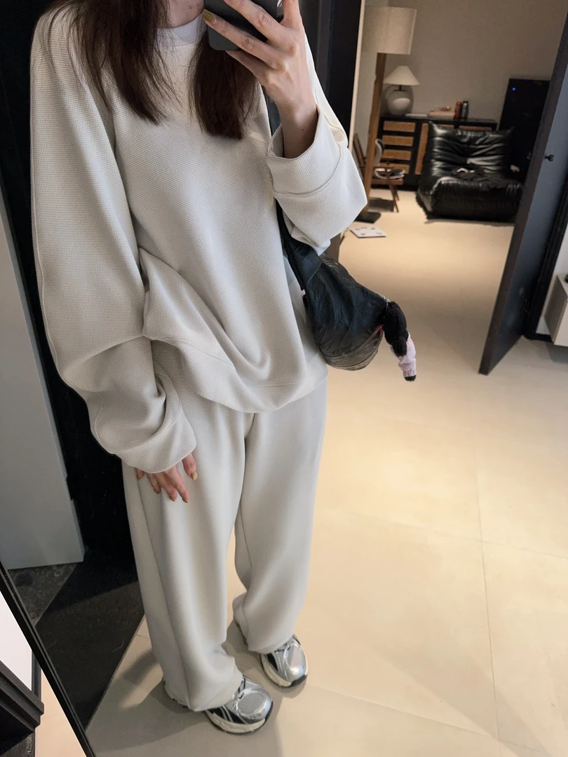 ［IAMMEIYA］-大骨架穿搭 华夫格套装2259