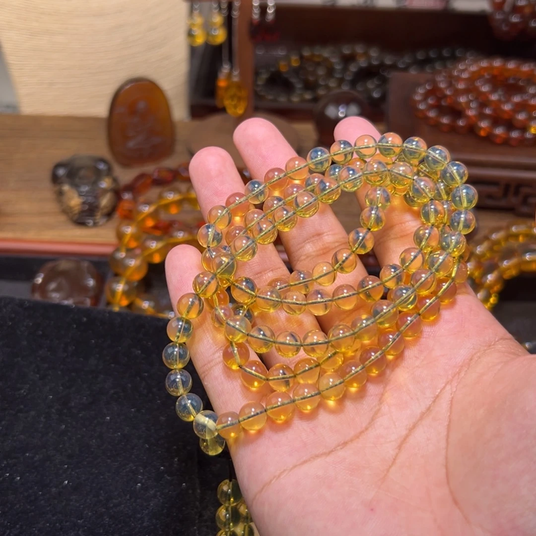 琥珀未镶嵌颈饰7mm蓝珀108