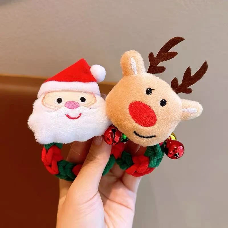 B-1378（满10米飞）yy 圣诞充棉玩偶加粗皮筋儿童马尾丸子发绳 发圈