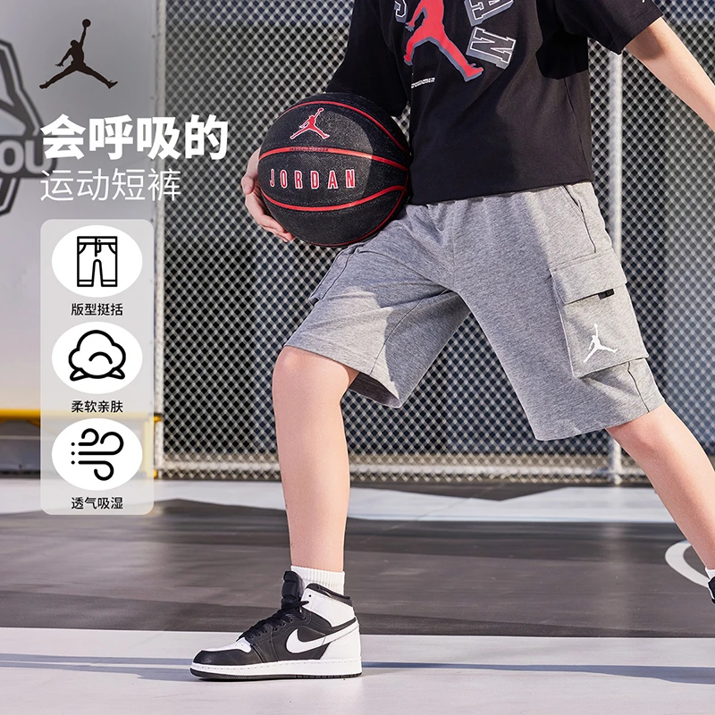 AIR JORDAN夏季休闲运动男童针织工装短库时尚短裤C535