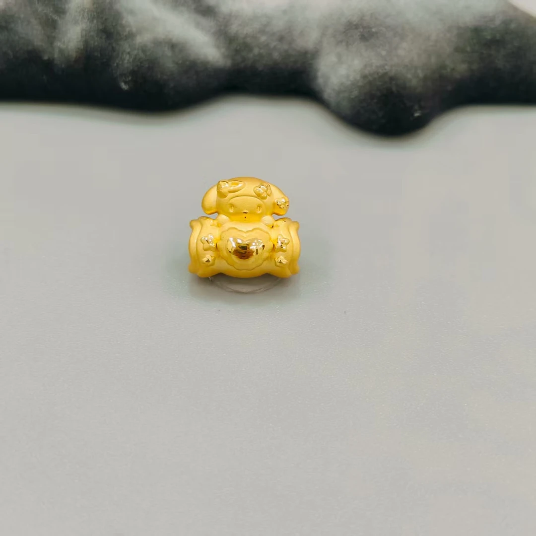 【珺铺黄金】足金999爱心糖果美乐蒂素金3D硬金转运珠饰品