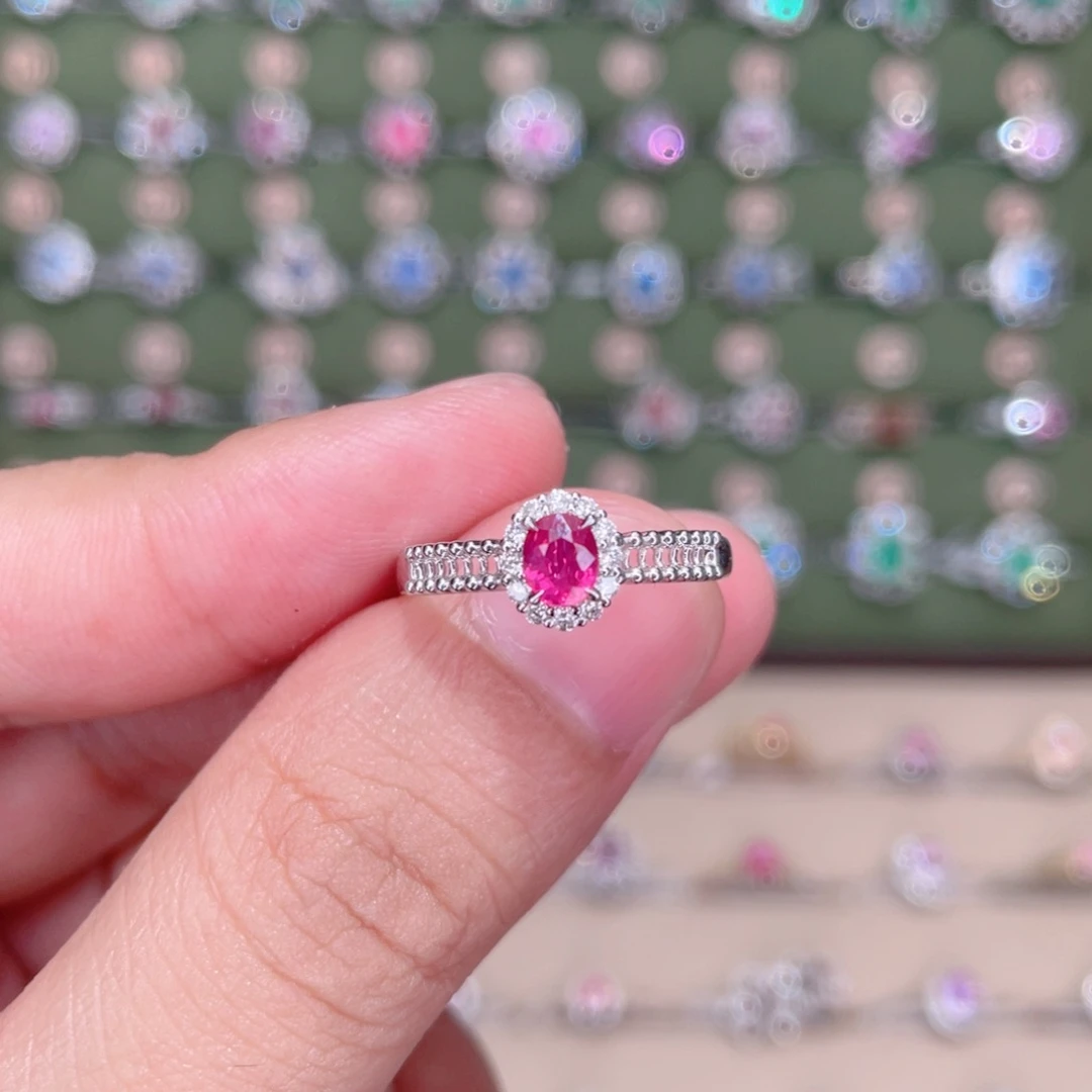 红宝石戒指18K金镶嵌0.53ct 无烧