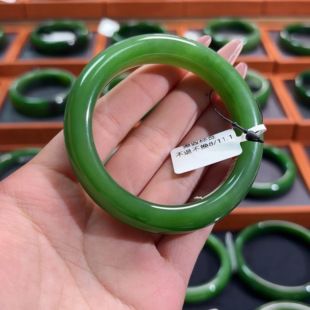 和田玉（碧玉）未镶嵌手镯一镯双色5364