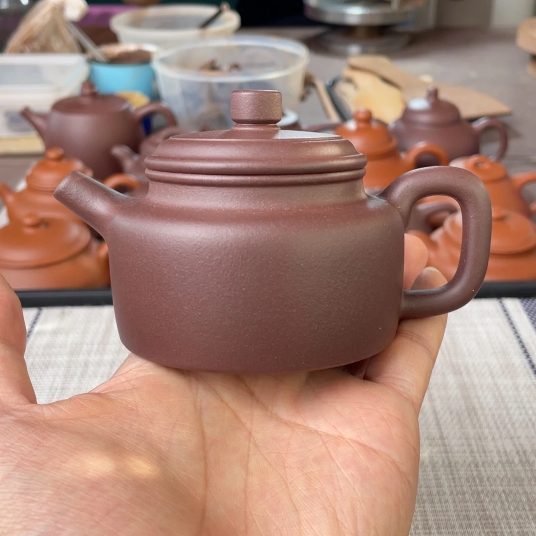 茶壶紫砂半手工老紫泥德钟壶150cc