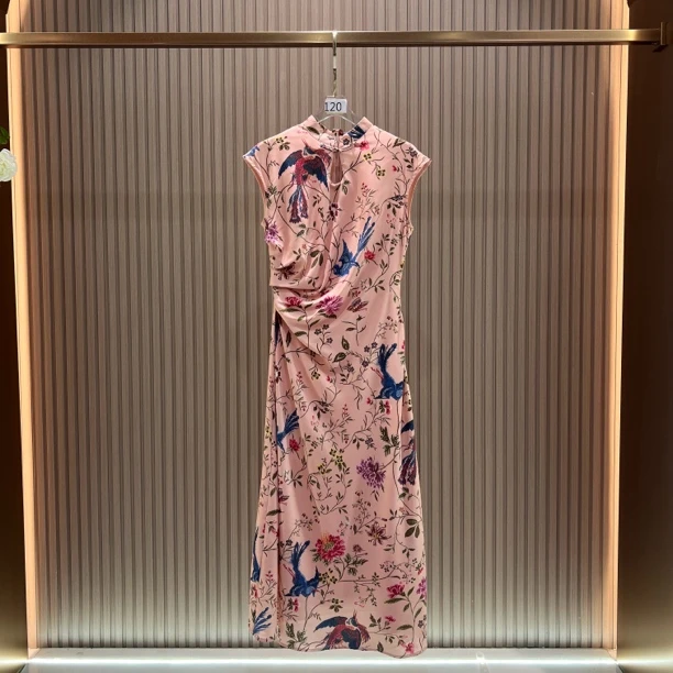 109 【花鹊牡丹】气质显瘦改良夏款印花连衣裙