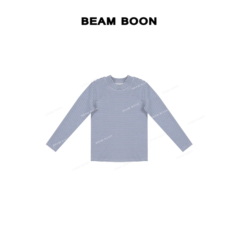 Beam Boon|【慕斯条纹儿童】软糯柔软锁温保暖撞色弹力贴身打底衫