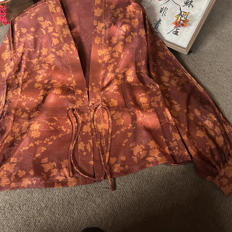 夏季新款新中式国风宽松显瘦复古轻奢小众V领开衫外套