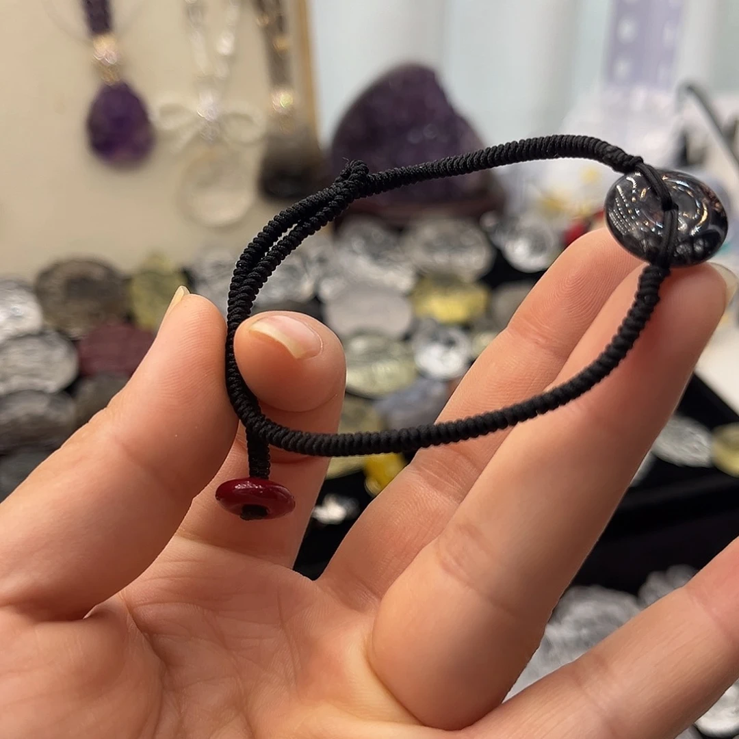 颈饰银S925镶嵌水晶咩***Ꮤ黑发平安扣21