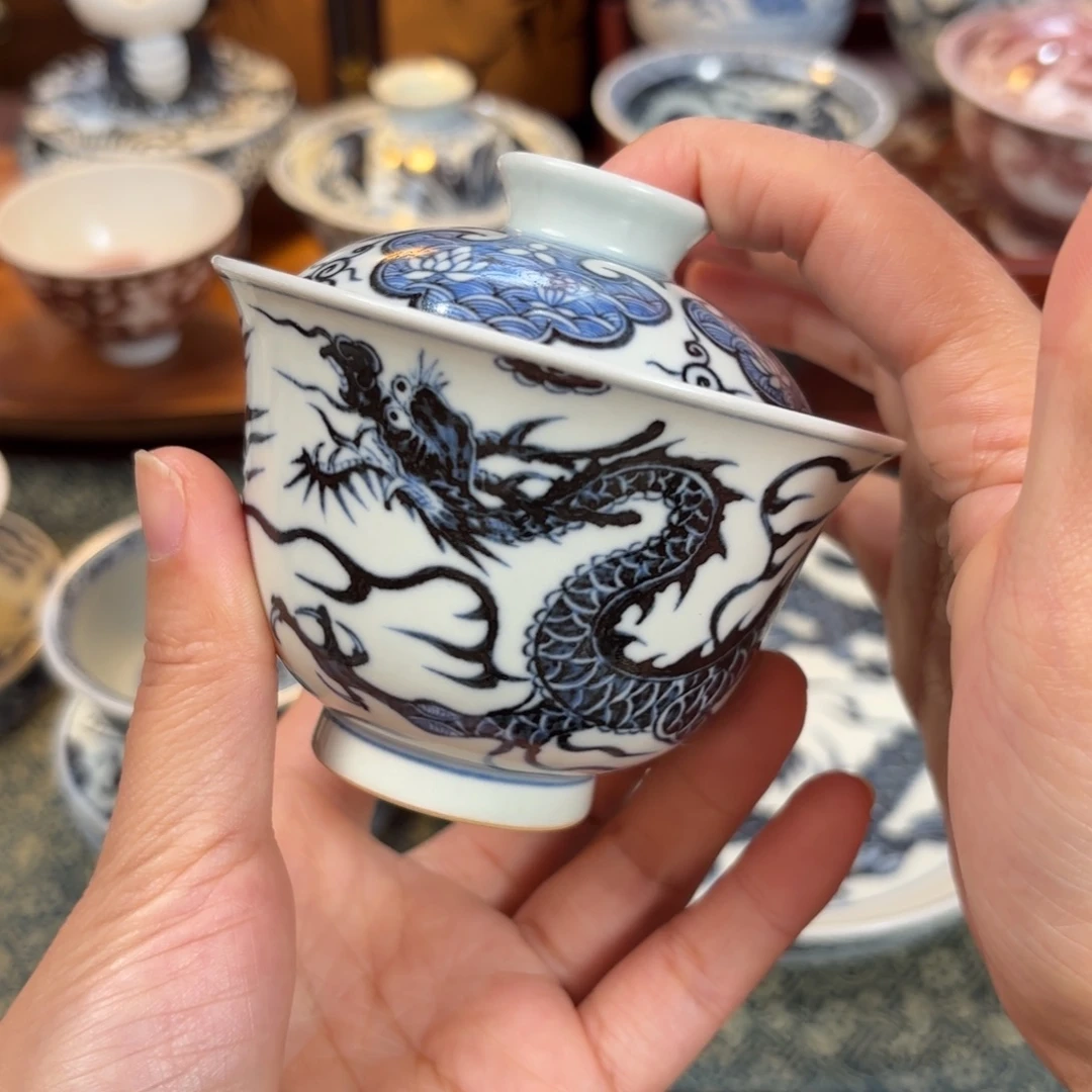 陶铠甲龙盖碗博陵造物