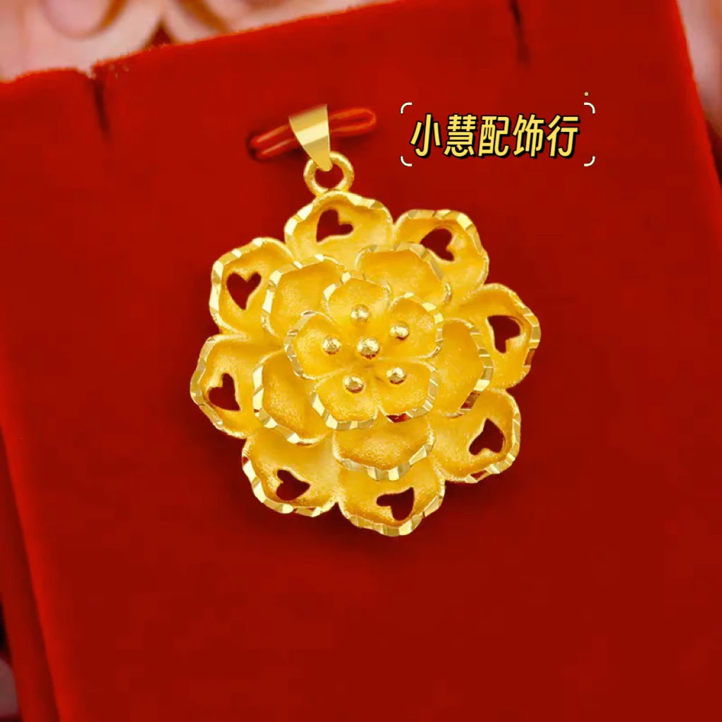 铜合金吊坠 【小慧家】新中式花开富贵爱心吊坠复古百搭时尚