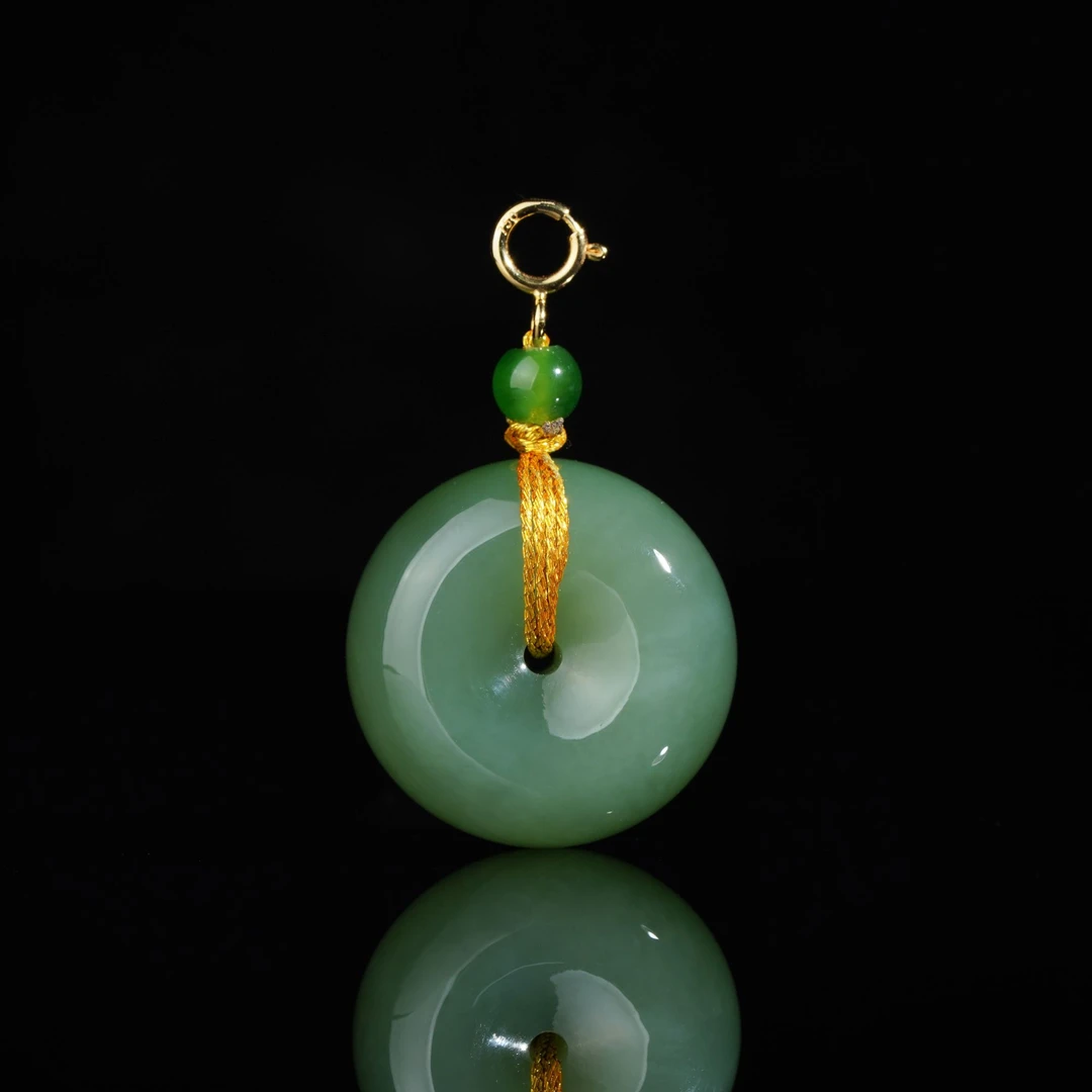 【慧子臻选】18k金和田玉粉青平安扣吊坠21.8*11.5mm 不含链 P168