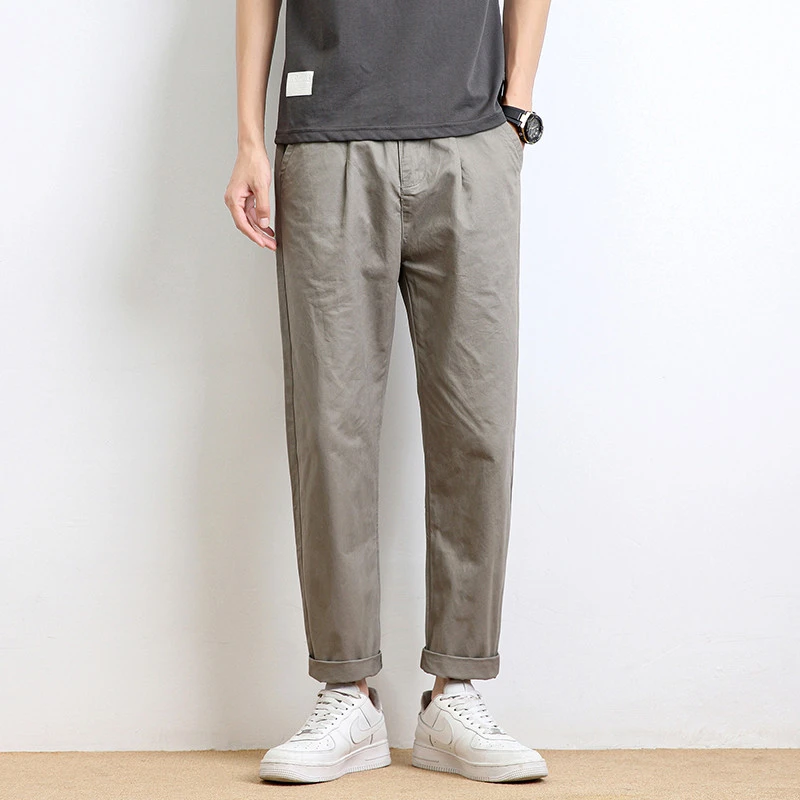 秋季薄款休闲裤男士潮牌宽松直筒春秋锥形工装九分长裤子2025新款
